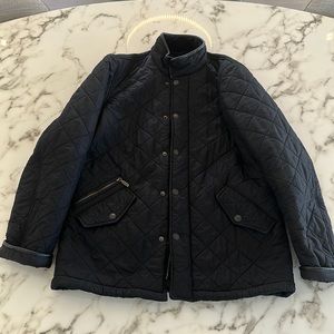 Barbour quilted, fleece lined jacket with leather details